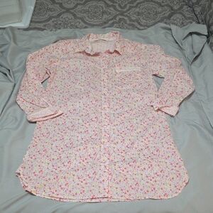Floral Pink Button-Up Sleeping Gown